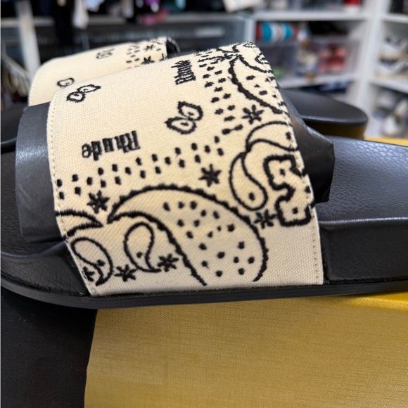 Rhude Black and Cream Slide Sandals - New! - Picture 2 of 11